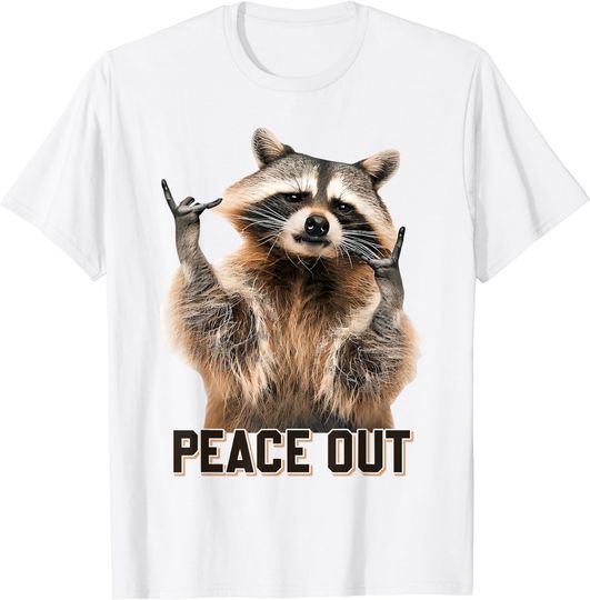 Discover Funny Raccoon Peace Out Sarcastic Raccoon Trashed Panda T-Shirt