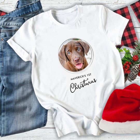 Discover Pet Christmas Personalized Dog Photo Holiday T-Shirt