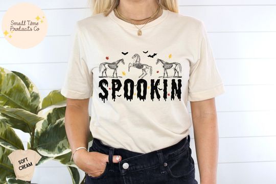 Discover Horse Skeleton Halloween Shirt, Horse Spookin Spooky Crewneck Shirt