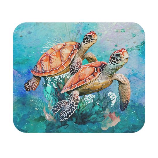 Discover Sea Turtles - v1 - Watercolor - Mouse Pad
