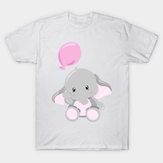 Discover Cute Elephant, Elephant With Balloon - Cute Elephant - T-Shirt