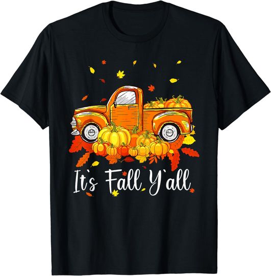 Discover It's Fall Y'all Pumpkin Truck Autumn Tree Hello Fall T-Shirt
