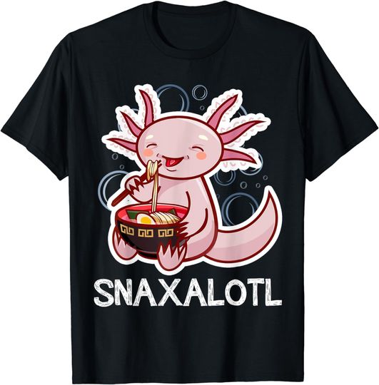 Discover Snaxalotl Ramen Cute Kawaii Chibi Anime Axolotl Funny T-Shirt