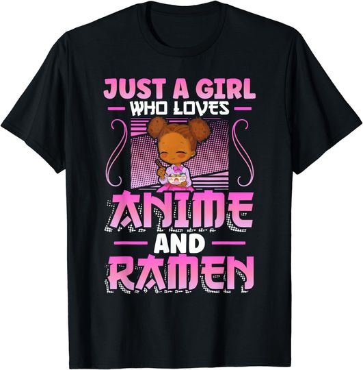 Discover Anime Ramen Black Girl T-Shirt For Ramen Lovers