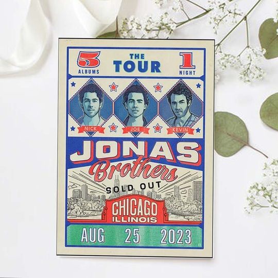 Discover Jonas Brothers Wrigley Field Chicago, IL August Tour 2023 Poster