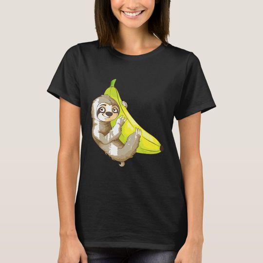 Discover Funny Banana Sloth Cool Slow Moving Sluggish Mamma T-Shirt