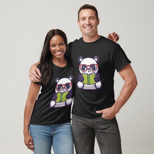 Discover Panda Cute Panda Reading Book Cartoon  T-Shirt
