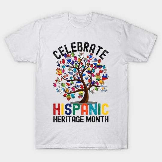 Discover National Hispanic Heritage Month Hand Flag Tree - Hispanic Heritage Month Hand - T-Shirt