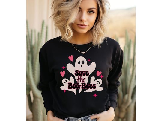 Discover Save The Boo Bees Shirt, Breast Cancer Fighter Crewneck
