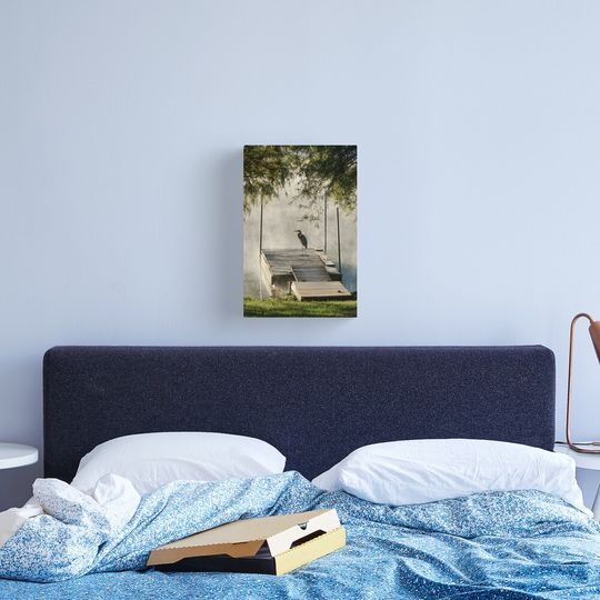 Discover Grey Heron's Morning View Canvas