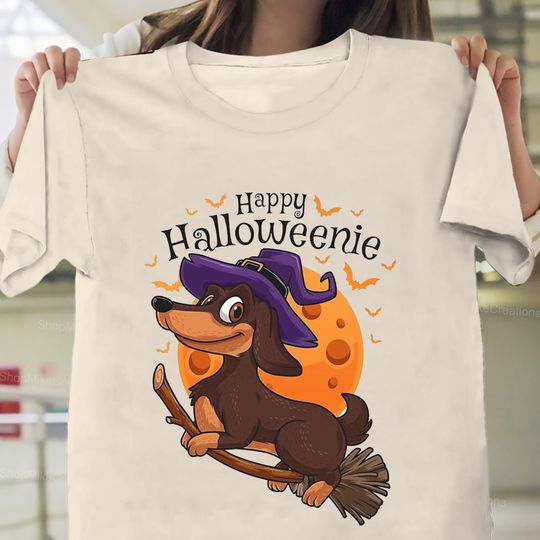 Discover Happy Halloweenie Dachshund Halloween Tshirt for doxie lovers