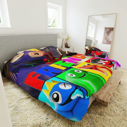 Discover Rainbow Friends Duvet Cover in King, Queen Bedding Set