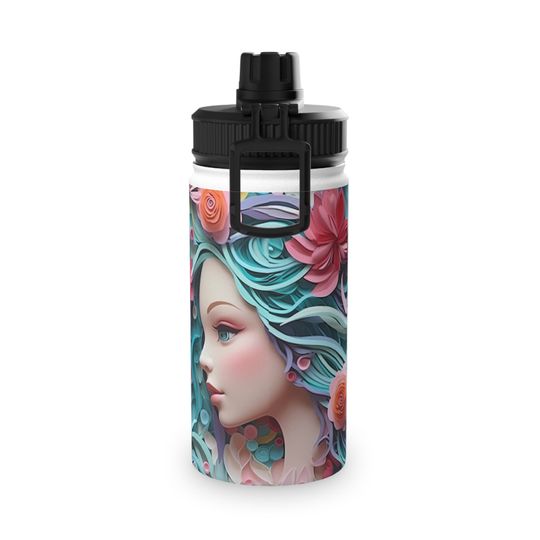Discover Aesthetic Girl Stainless Steel Water Bottle Sports Lid