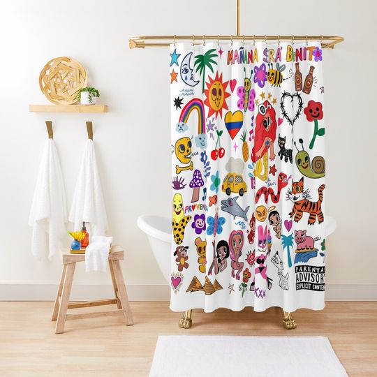 Discover Karol G Tomorrow Will Be Beautiful Shower Curtain - Sirenita, Bichota, Heart Tattoo Design 2023
