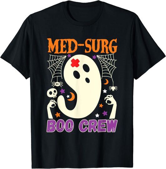 Discover Med-Surg Boo Crew Nurse Halloween Nurses Cute Ghost Women T-Shirt