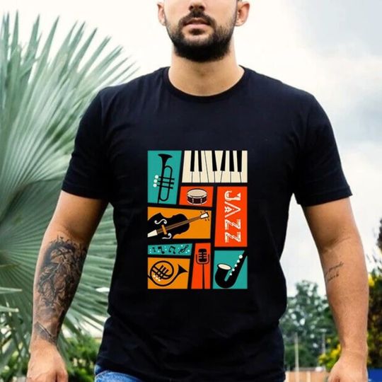 Discover vintage Jazz Snare Piano Music Band  Shirt. Music Merch Shirt