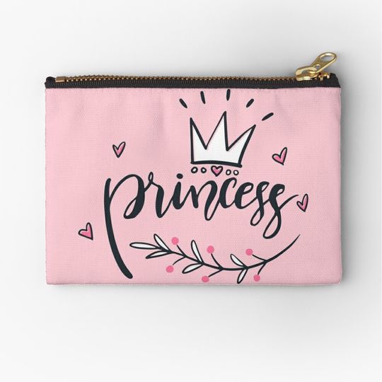 Discover Princess Lettering Design with Crown Cosmetic Bag, Gift For Her