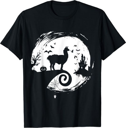 Discover Llama Halloween Costume Moon Silhouette Creepy Horror T-Shirt