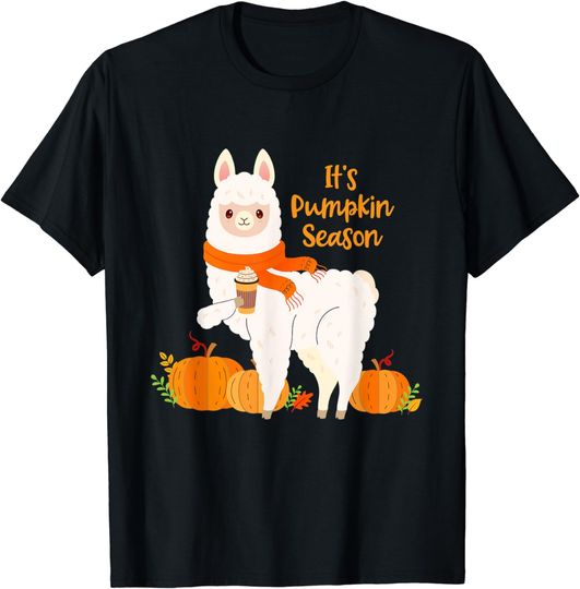 Discover It's Pumpkin Season Llama Autumn Leaves Fall Gift Cute T-Shirt