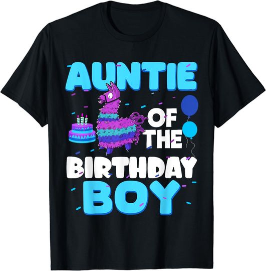 Discover Auntie Of The Birthday Boy Llama Family Party Decorations T-Shirt
