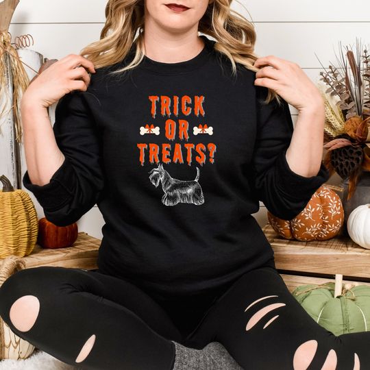 Discover Scottish Terrier TRICK or TREATS Crewneck tshirt, Dog Lover Gift