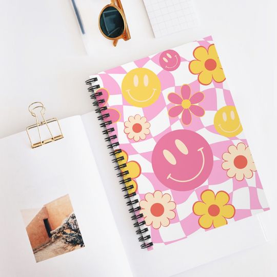 Discover Groovy Smiley Checkerboard Spiral Notebook - Ruled Line