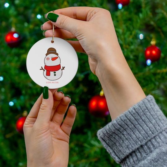 Discover Snowman Season's Greetings Ceramic Christmas Ornament