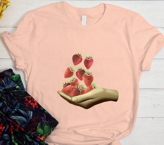 Discover Botanical Strawberry Print T-Shirt