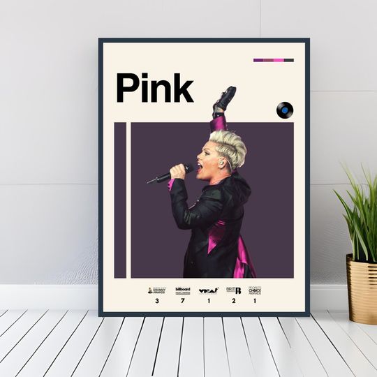 Discover Pink Poster Musician Singer Artist Wall Art Music