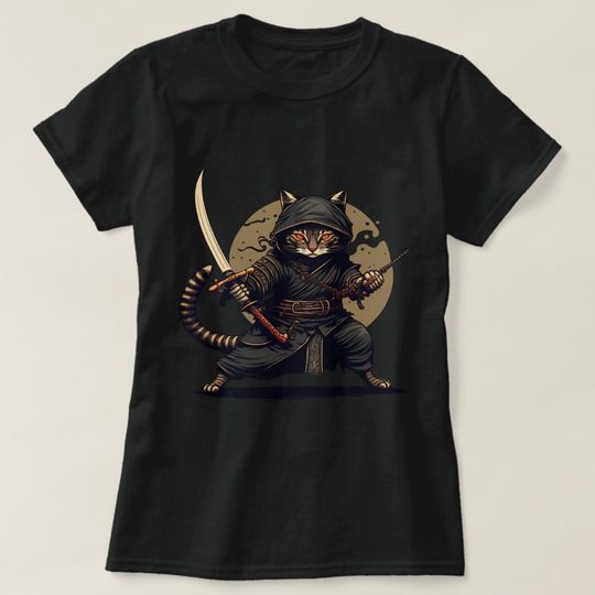 Discover Ninja Cat Japanese Samurai Cat Cool Anime Kawaii C T-Shirt