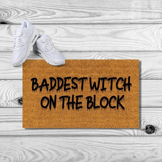 Discover Funny Halloween Doormat, Baddest Witch on the Block, Halloween Door Mat