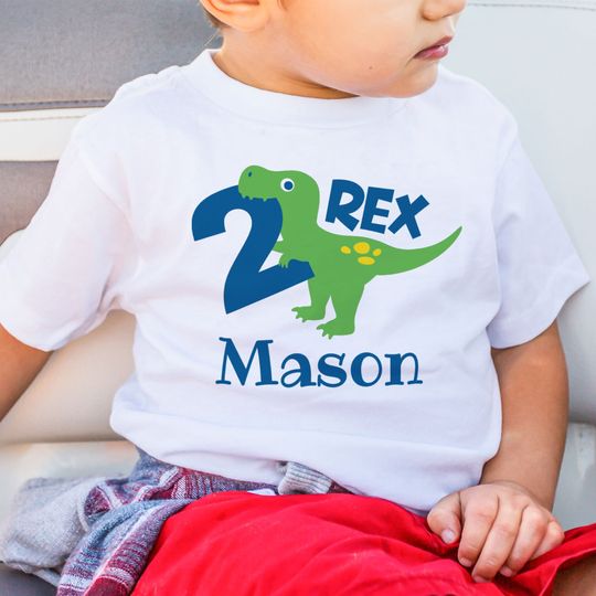 Discover Personalized Boy 2nd Birthday Dinosaur T-Shirt