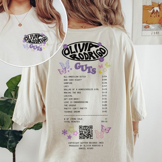 Discover Olivia Rodrigo Guts Shirt, Album Tracklist Tee, Olivia Rodrigo  T-Shirt