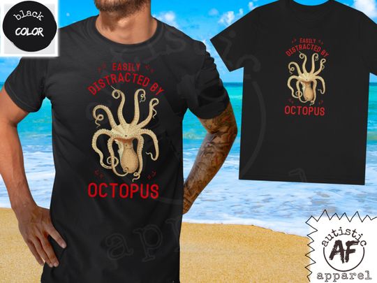 Discover Easily Distracted by Octopus T-Shirt ,Gift for Marine Biologist Octopus Lover