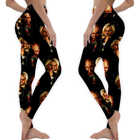 Discover Childs Play Chucky And Tiffany Horror Movie Halloween Leggings