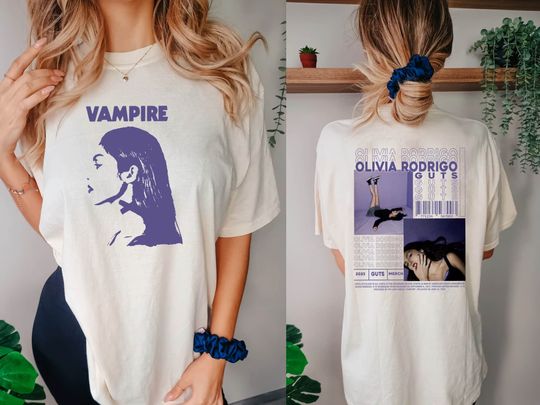 Discover Vampire Tshirt, Red Shirt, Vampire Red Shirt, Olivia Rodrigo Shirt, Album GUTS Shirt, Preorder Guts New Album Merch