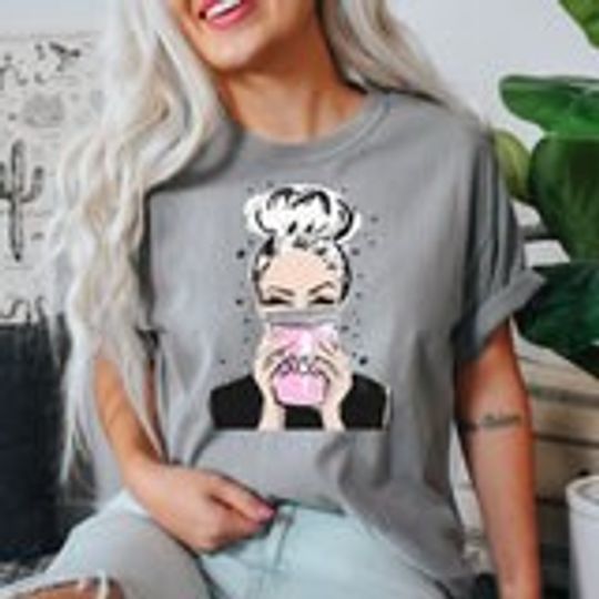 Discover Boss Lady messy bun pink coffee