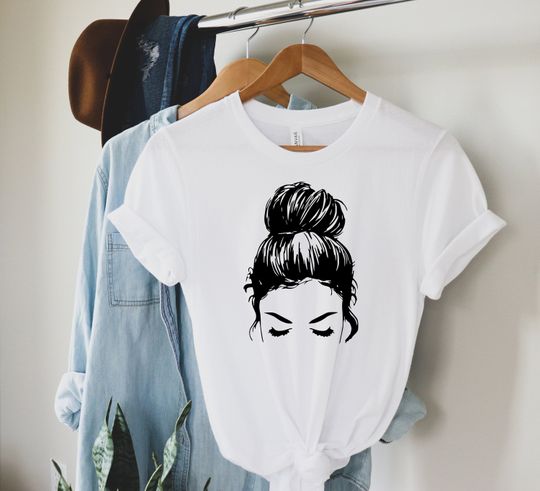 Discover Girl with Messy Bun Silhouette Shirt