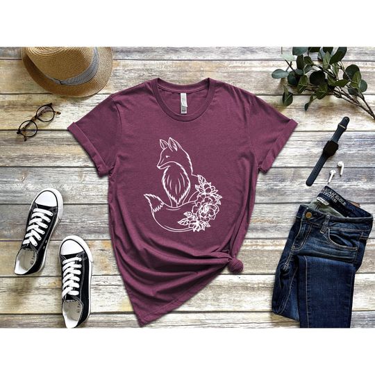 Discover Floral Fox Shirt - Cute Gift for Fox Lovers