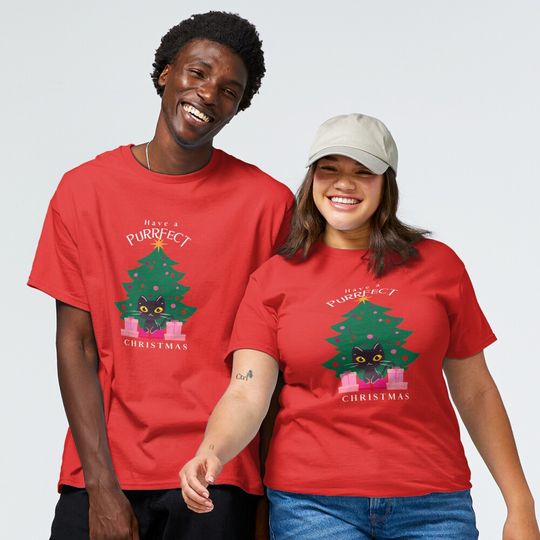 Discover Christmas Cat Design - Have a Purrfect Christmas Classic T-Shirt