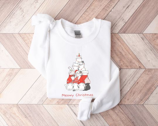 Discover Meowy Christmas Sweatshirt,Happy Cat Year Shirt