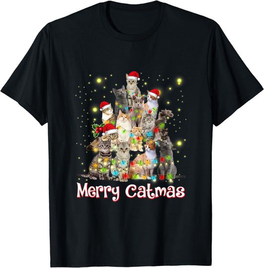 Discover Cat Christmas Tree, Merry Catmas, Funny Cats, Xmas T-Shirt