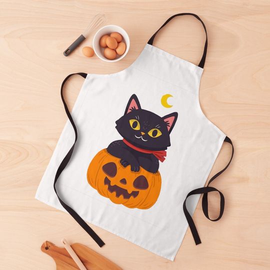 Discover Black Cat Candy Halloween Kitchen Apron