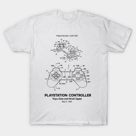 Discover Playstation Controller Patent Black - Playstation - T-Shirt