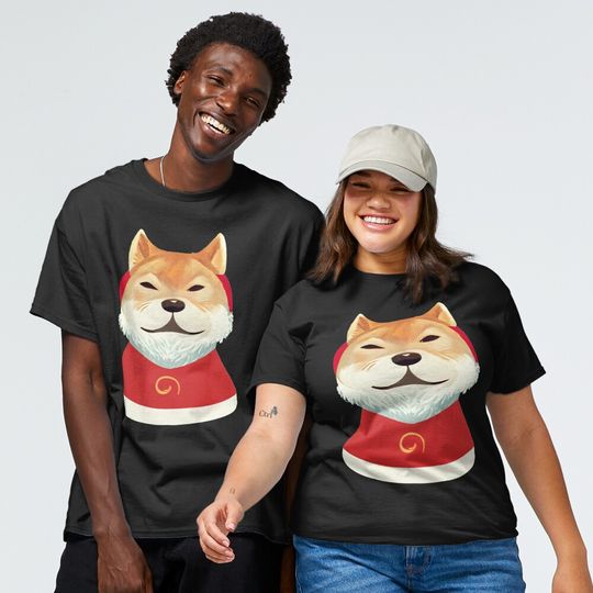 Discover Serious Shiba Dog Christmas Santa Claus funny face Classic T-Shirt