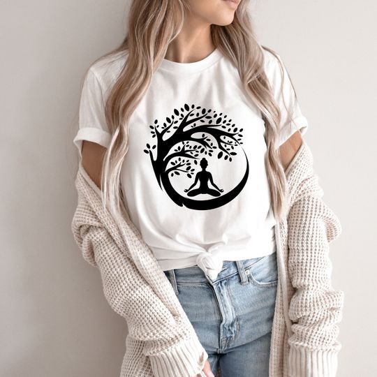 Discover Yoga Tree Circle Shirt,Meditation Shirt, Spiritual Tee