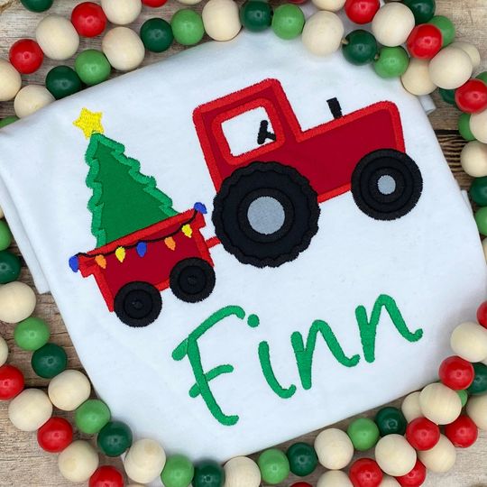 Discover Boys Christmas Tractor T-shirt: Festive Design