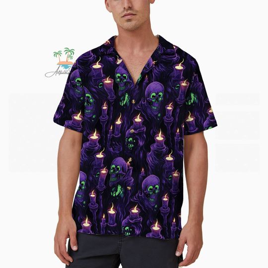 Discover Pastel Goth Skeleton Halloween Hawaiian Shirt