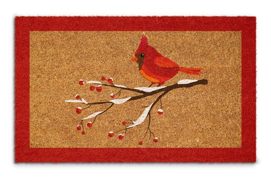 Discover Christmas Cardinal Bird, Christmas Snow Coir Door Mat, Front Door Mat, Outdoor Mats, Funny Doormat