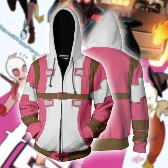 Discover Pink Superhero 3D Zip Hoodie